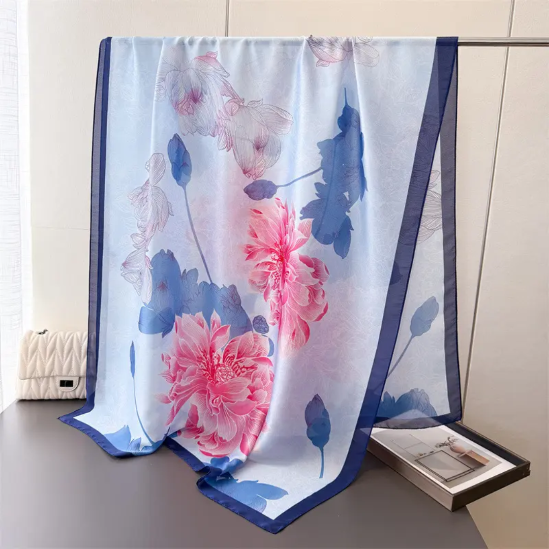 Blooming Hibiscus Printed Silk Scarf