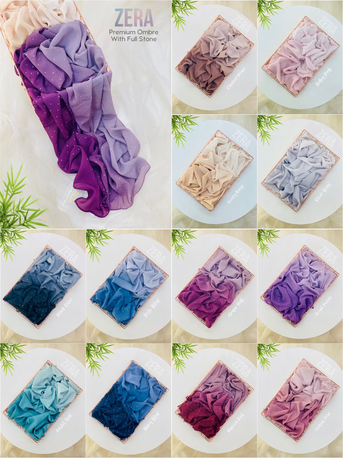 Zera Premium Ombre With Full Stone Hijabs