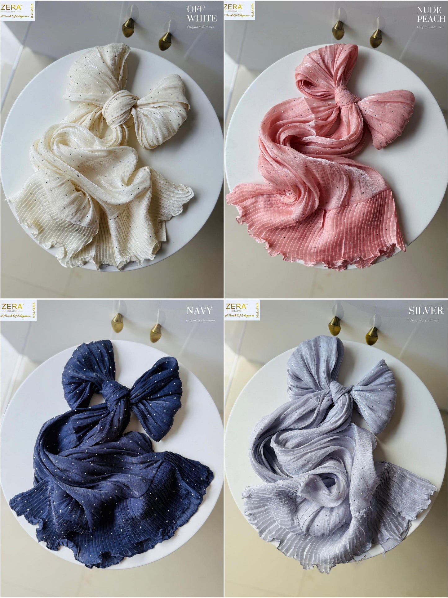 Zera Organza Shimmer Frill Hijabs