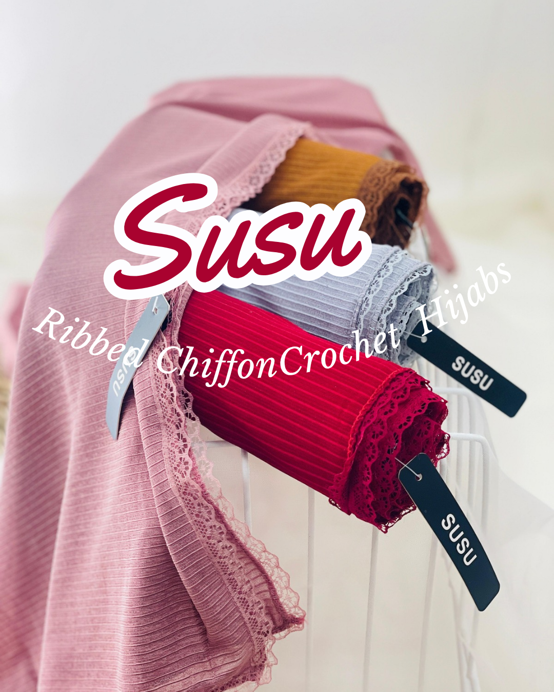 Susu Ribbed Crochet Chiffon Hijabs – Silver Chiffon Chiffon Hijabs