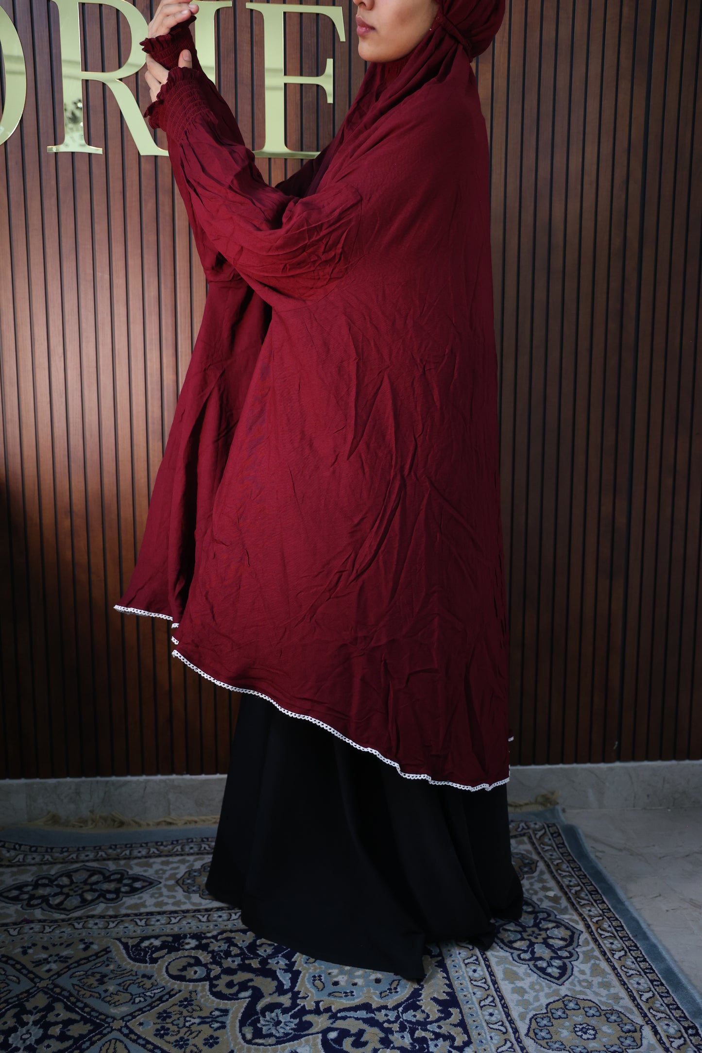 Maroon Wine Prayer Makhana Hijab for Salah