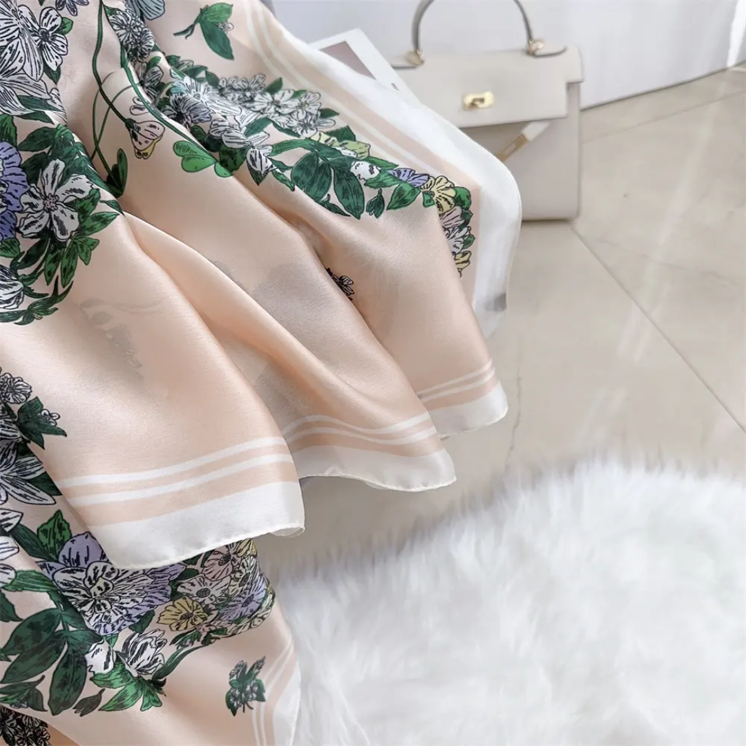 Dusty Tropical Escape Printed Silk Scarf