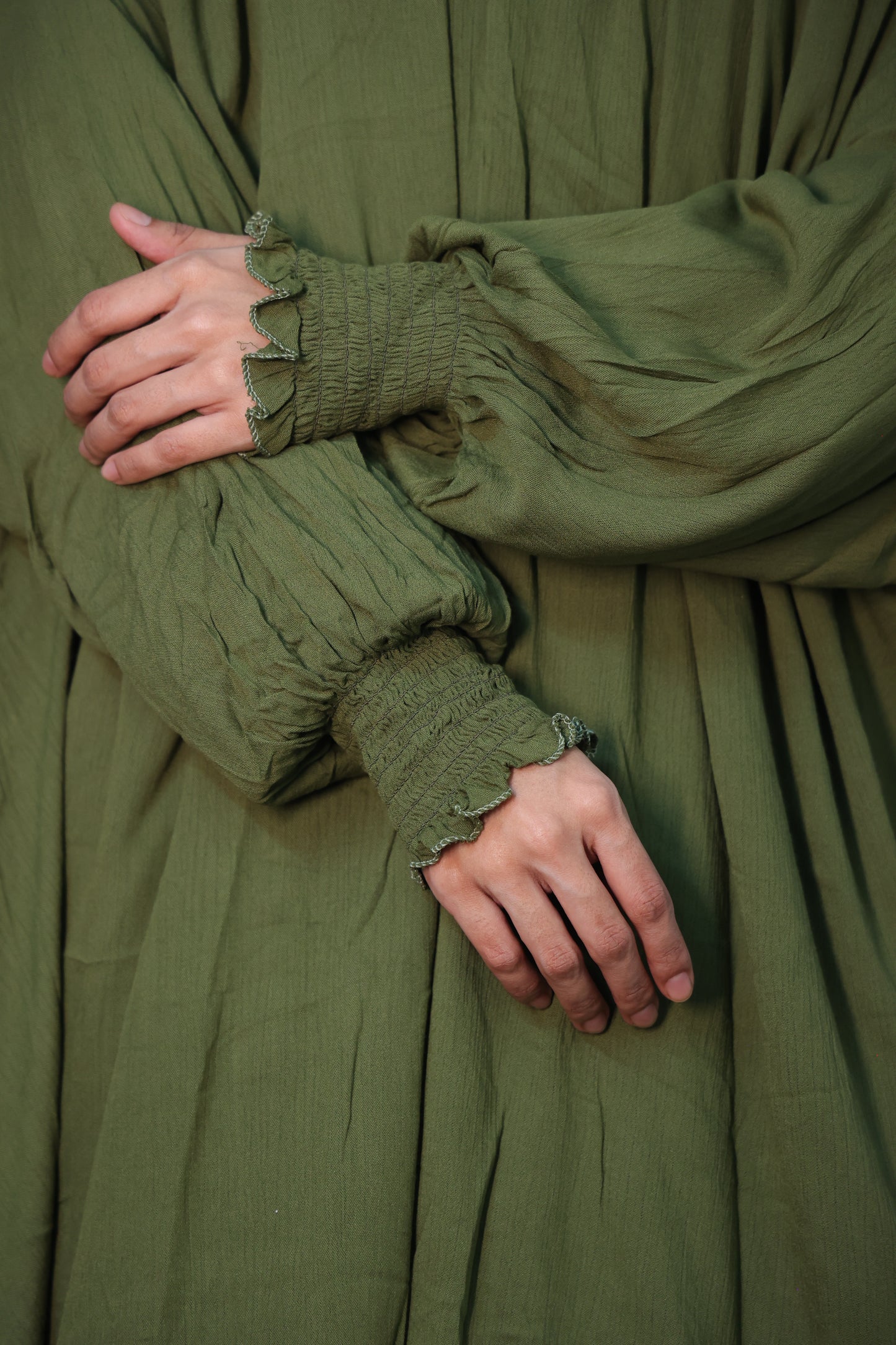 Moss Green Prayer Makhana Hijab for Salah