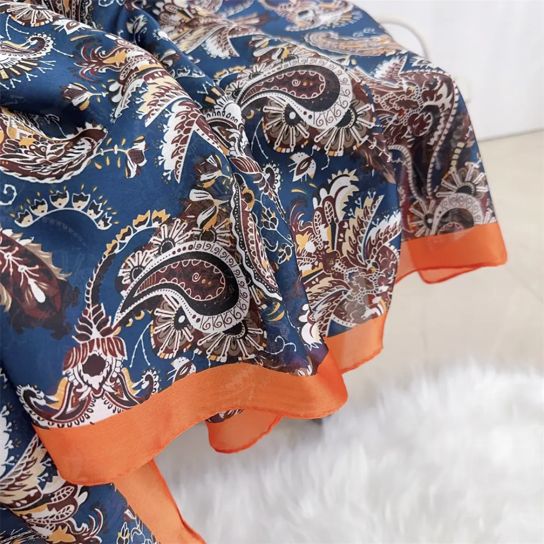 Oriental Garden Printed Silk Scarf