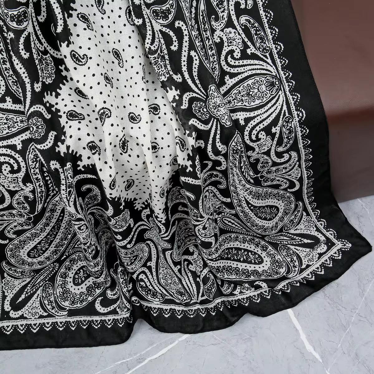 Black White Polka Mehendi Printed Summer Edition 26’ Viscose Scarf
