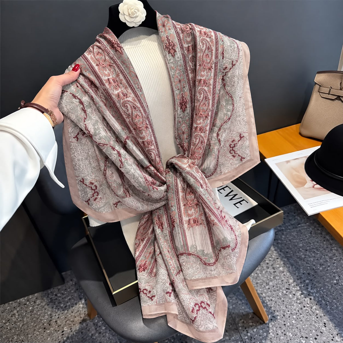 Mauve Artistic Printed Viscose Scarf