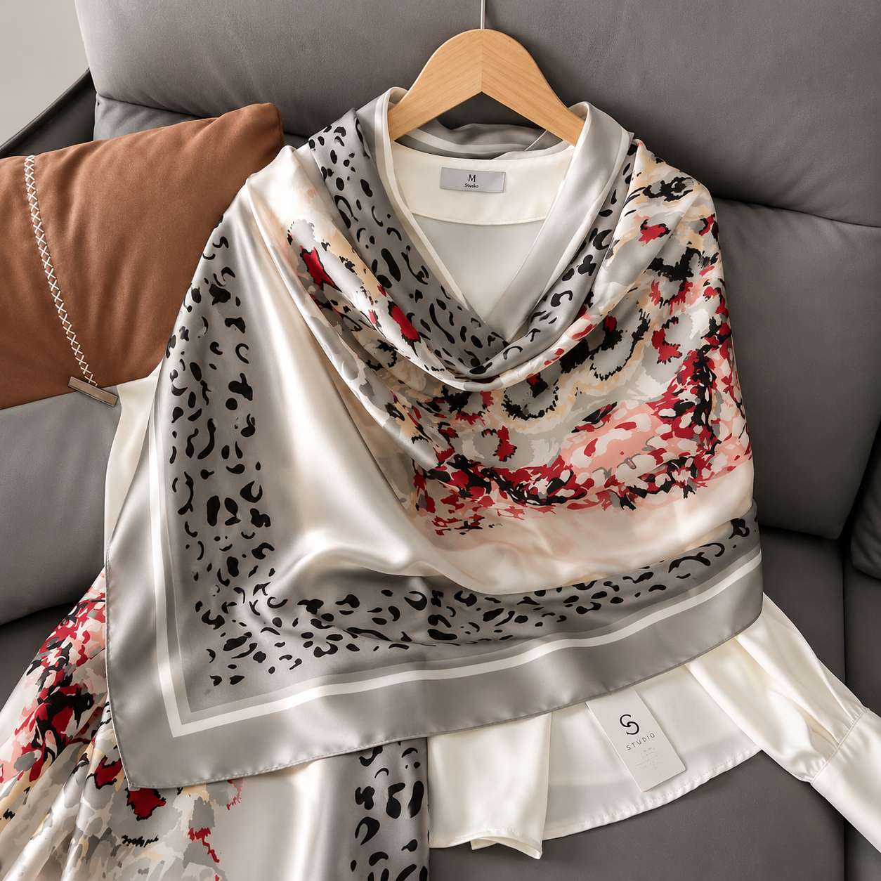 Cheetah Symphony Printed Silk Scarf