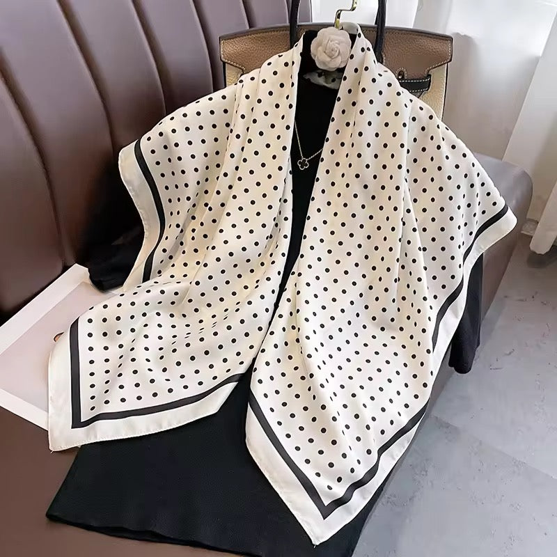 Polka Dots White Printed Square Scarf