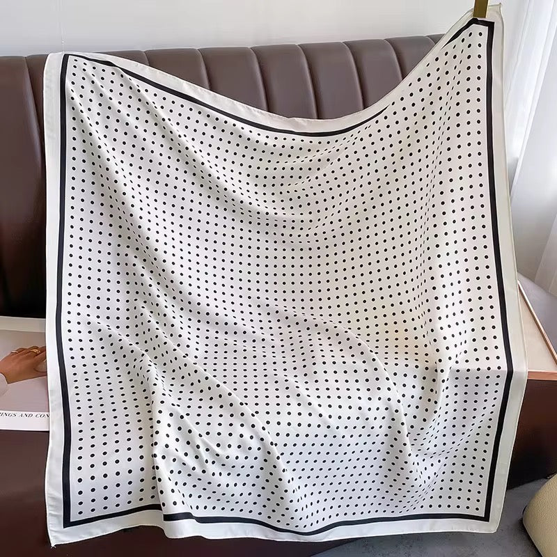 Polka Dots White Printed Square Scarf