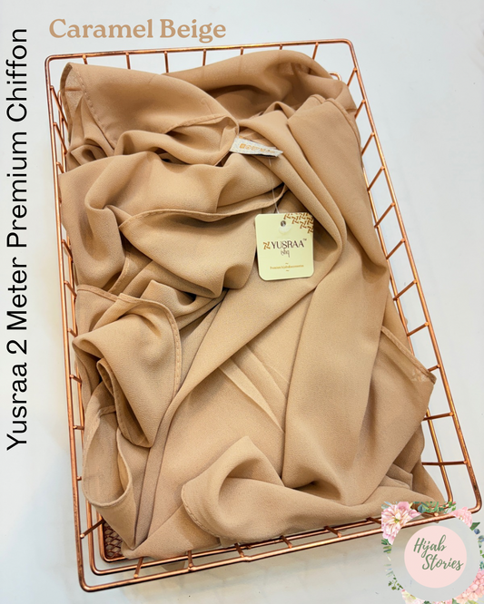 Caramel Beige Yusraa 2 Meter Chiffon Hijabs