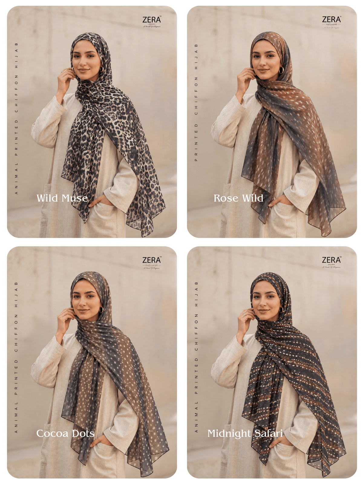 Zera Hitlist Animal Printed Chiffon Hijabs
