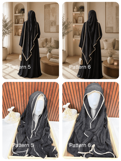 Black Cotton Self design Hijabs