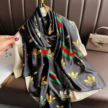 Black CUCZI Printed Silk Scarf