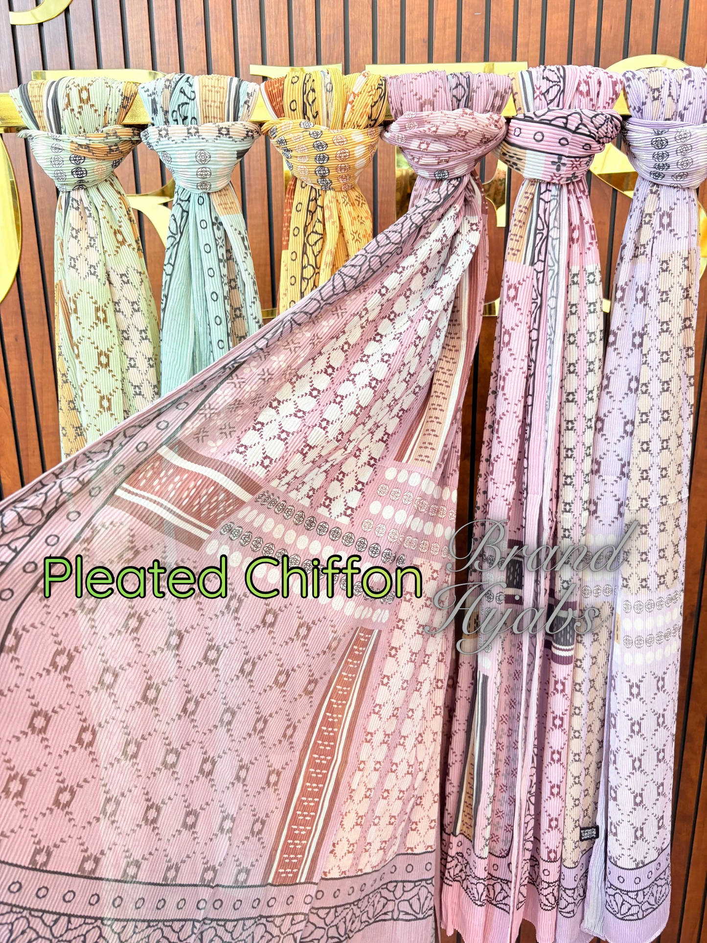 Pleated Chiffon Brand Print Hijabs 1