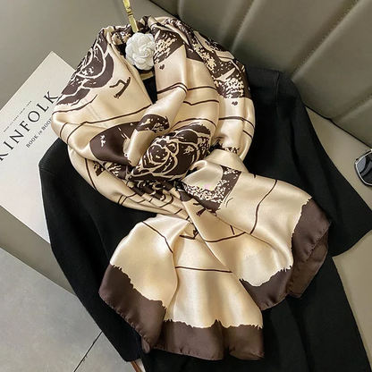 Coffee Roses DC Printed Silk Scarf