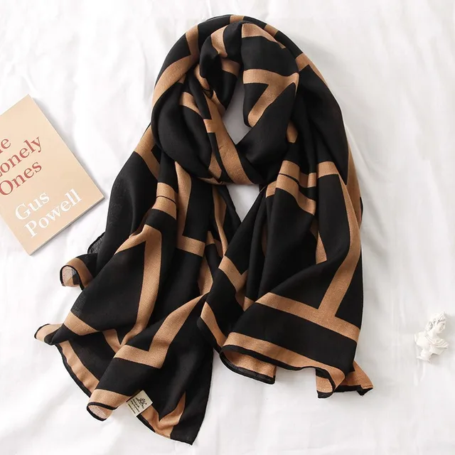 Black And Brown Stripes Viscose Scarf