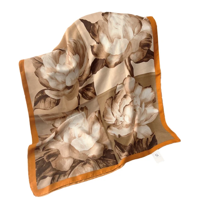 Orange Florals Printed Viscose Scarf