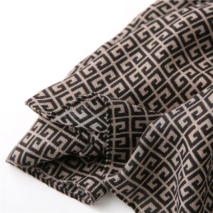 Black Orange Line Printed Viscose Scarf