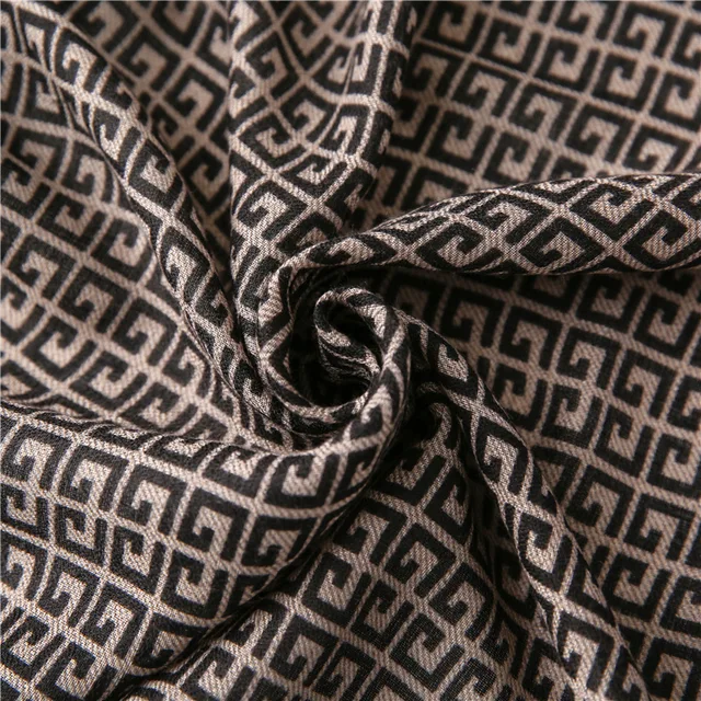 Black Orange Line Printed Viscose Scarf