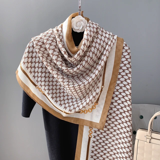 Coffee Net Printed Viscose Scarf