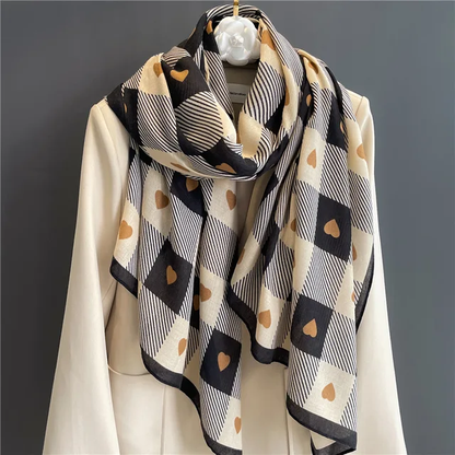 Black Hearts Brand Print Viscose Scarf