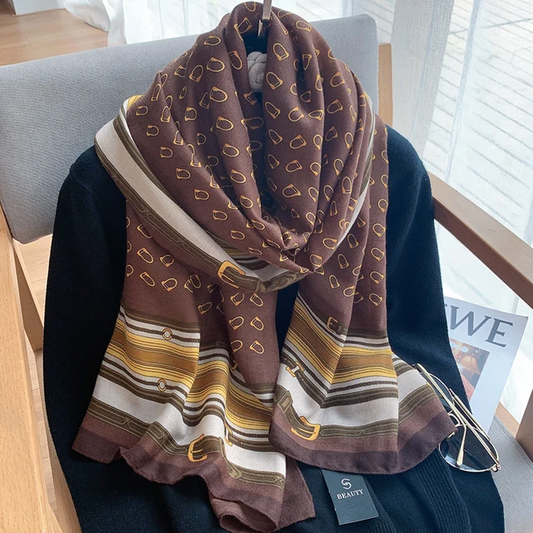 Brown HS Printed Viscose Scarf