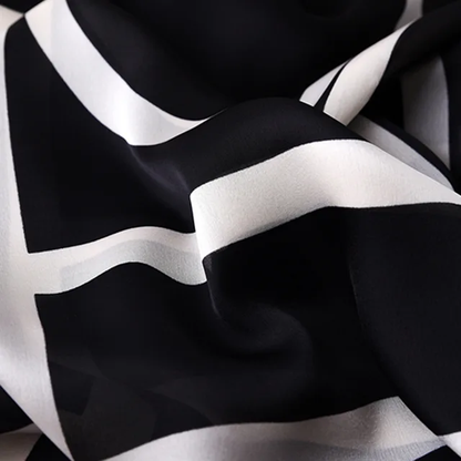 Black & White Stripes Printed Silk Scarf