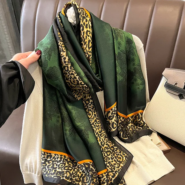 Green Animal Printed Silk Scarf