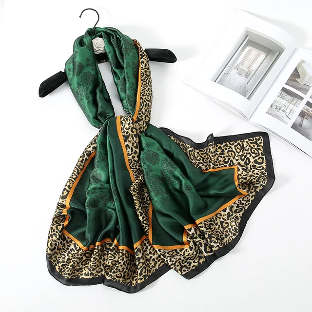 Green Animal Printed Silk Scarf