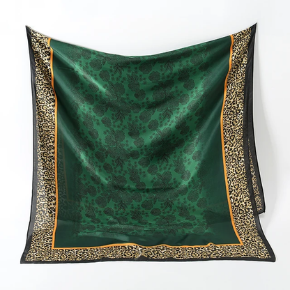 Green Animal Printed Silk Scarf