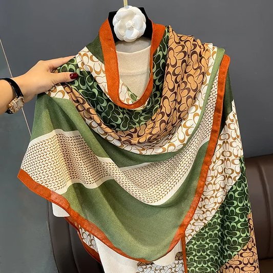 Green Creative Printed Viscose Scarf