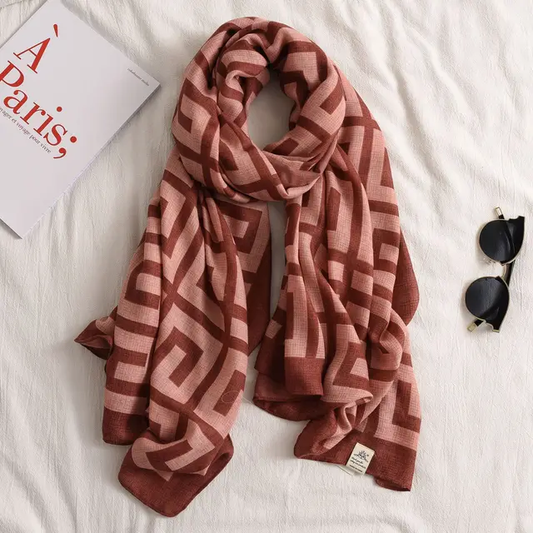 Punch Checker Printed Viscose Scarf