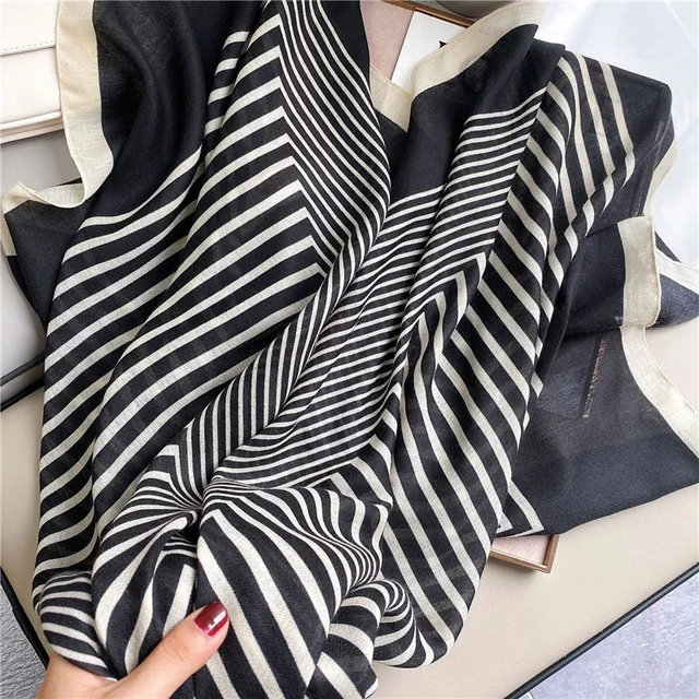 Opulence Black Printed Viscose Scarf