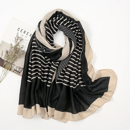 Opulence Black Printed Viscose Scarf