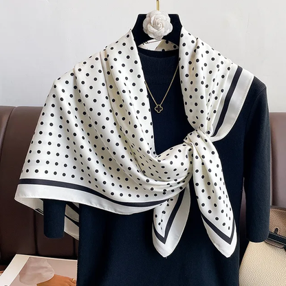 Small Polka White Printed Viscose Scarf