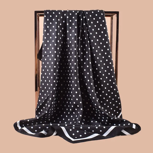 Small Polka Black Printed Viscose Scarf