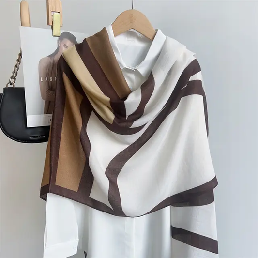 Brown Comic Echo Printed Viscose Scarf