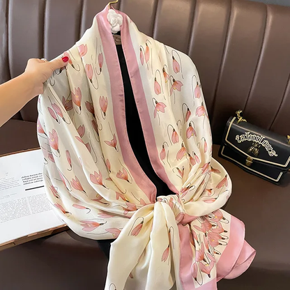 Pink Lily Printed Silk Scarf