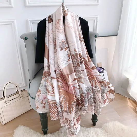 Dusty Sea Breeze Printed Silk Scarf