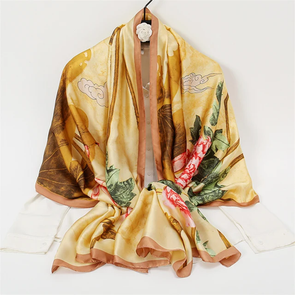 Sun Cloud Printed Silk Scarf