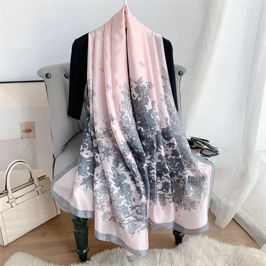 Pink Swiss Gold Printed Silk Scarf