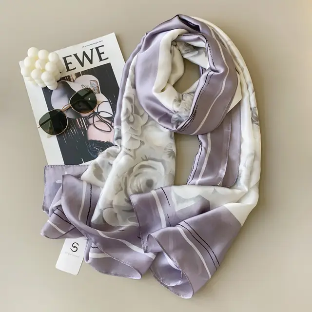 Lavender Gallica Printed Silk Scarf