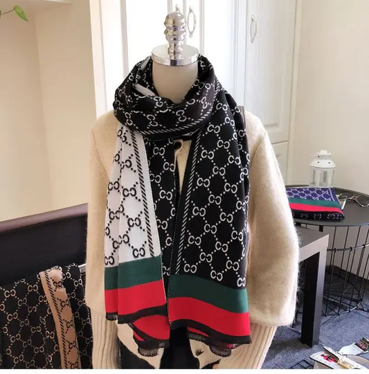 GC Black Brand Printed Winter Shawls