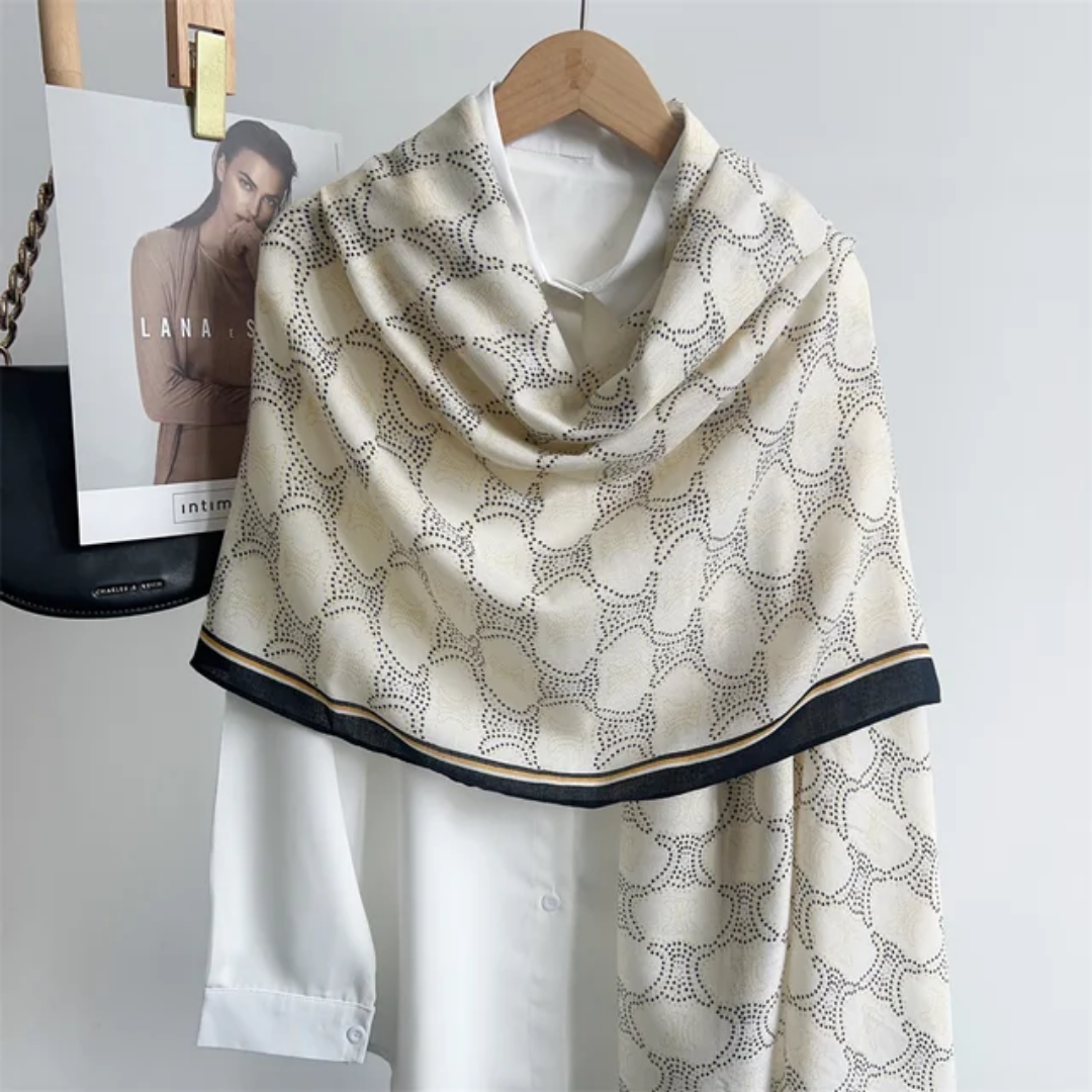 Cream X Dot Printed Viscose Scarf