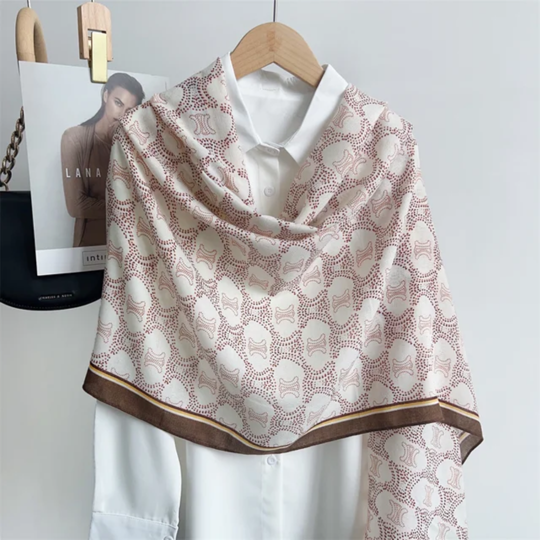 Brown X Dot Printed Viscose Scarf