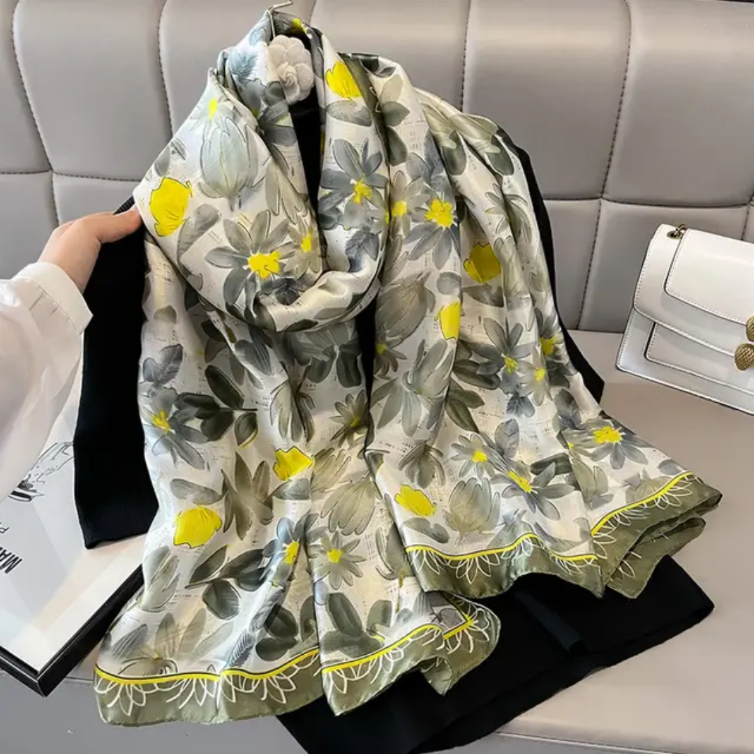 Lily Petals Printed Silk Scarf