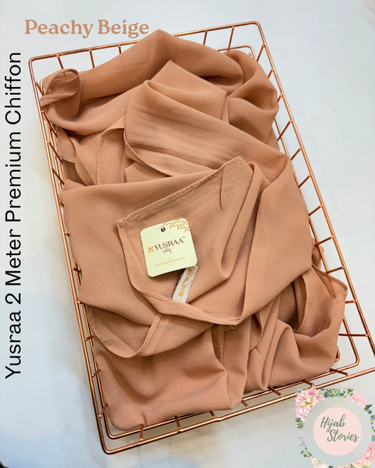 Peachy Beige Yusraa 2 Meter Chiffon Hijabs