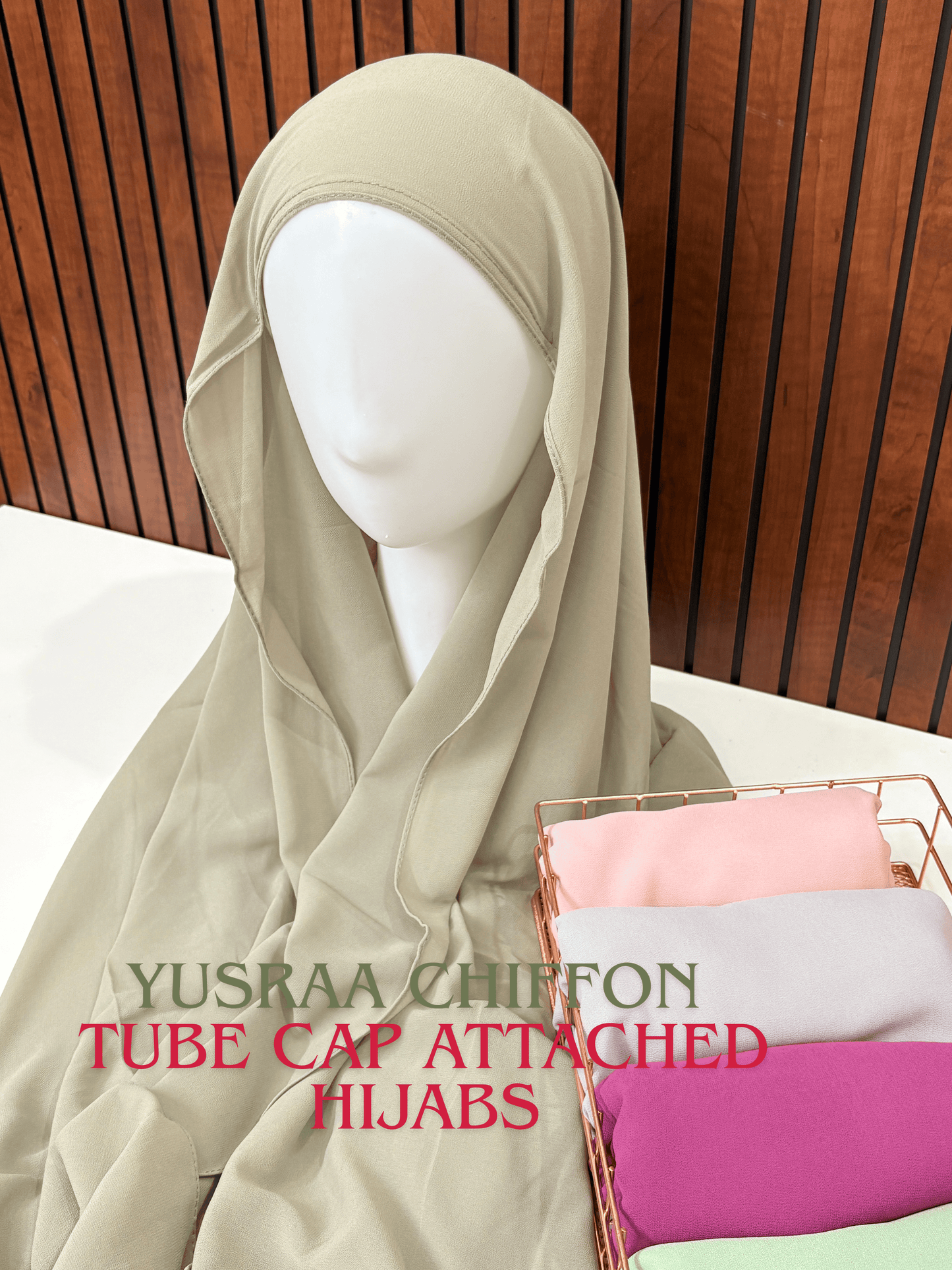Yusraa Chiffon Attached Tube Cap Hijabs