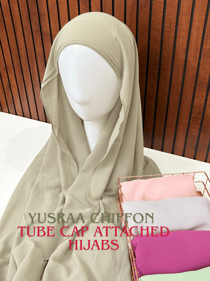 Yusraa Chiffon Attached Tube Cap Hijabs