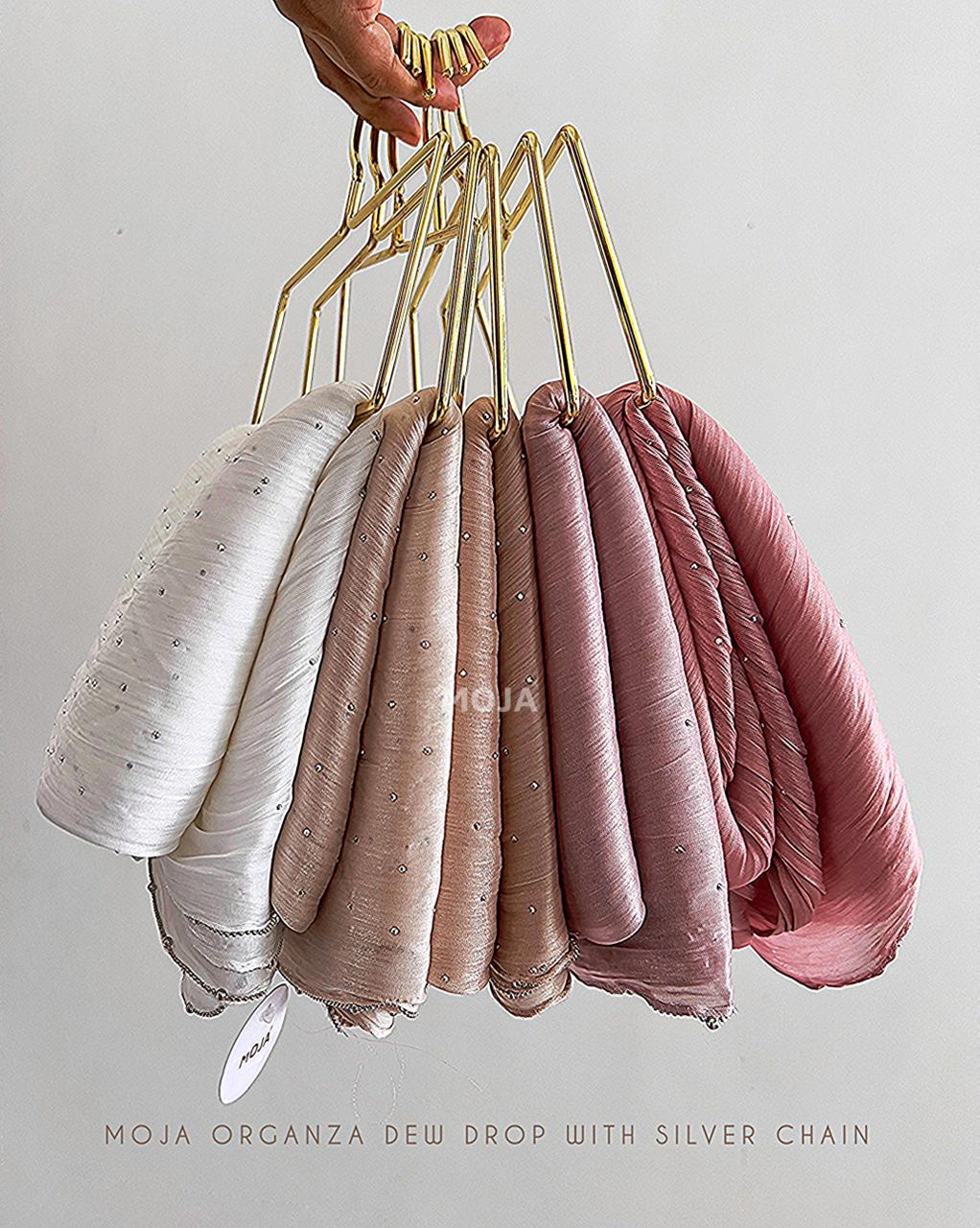 MOJA Organza Dew Drop With Silver Chain Hijabs
